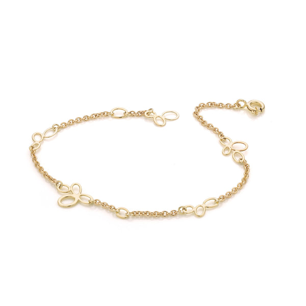 Blaadjes armband 14 k geelgoud