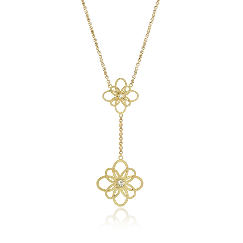 Uniek collier '2 stars' geelgoud met diamant