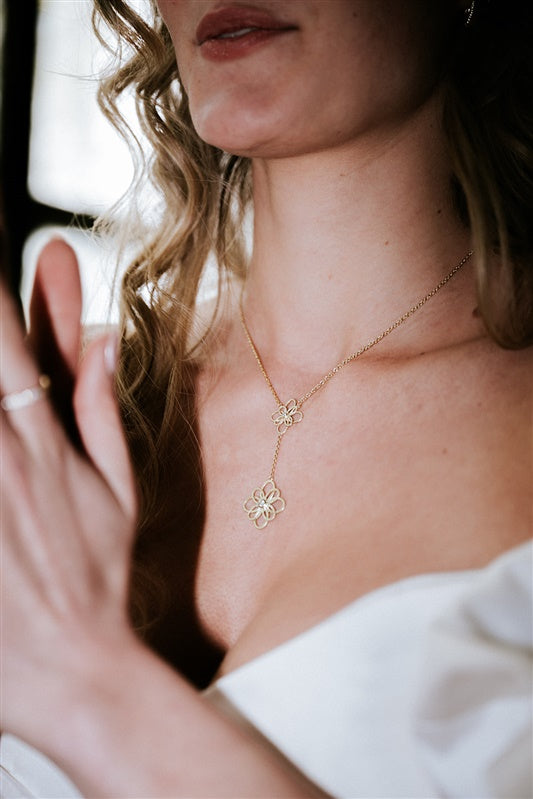 Uniek collier '2 stars' geelgoud met diamant