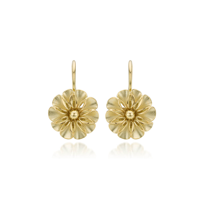 Daisy oorhangers goud